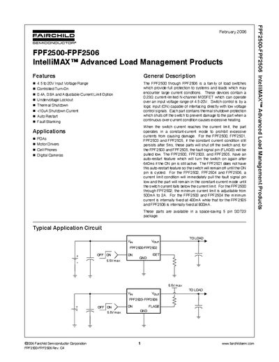 Fairchild FPF2500-FPF2506 IntelliMAX Advanced Load Management Products Datasheet