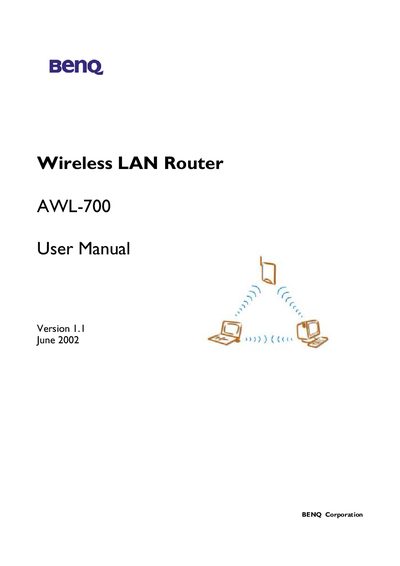 BenQ AWL-700 User Manual - cover page