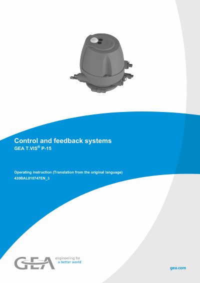 GEA T.VIS P-15 Control and Feedback System Operating Instructions - cover page