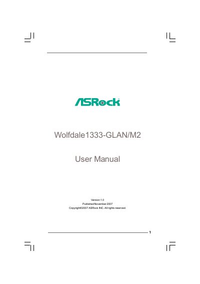 ASRock Wolfdale1333-GLAN/M2 User Manual - cover page