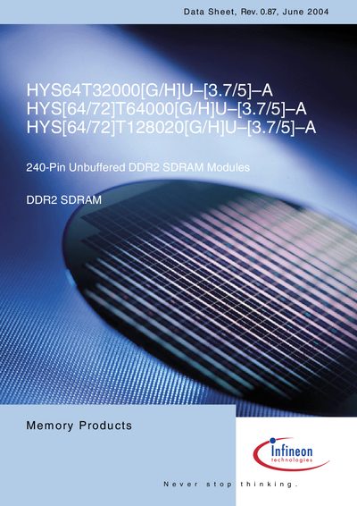 infineon HYS64T32000[G/H]U [3.7/5] A HYS[64/72]T64000[G/H]U [3.7/5] A HYS[64/72]T128020[G/H]U [3.7/5] A Data Sheet