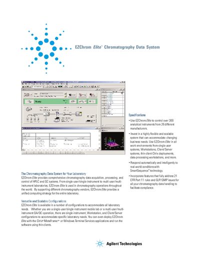 Agilent EZChrom Elite Chromatography Data System Overview - cover page