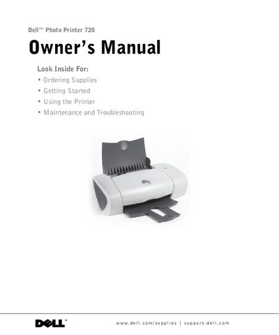 Dell Photo Printer 720 Owner's Manual - cover page