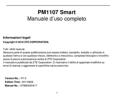 ZTE PM1107 Smart User Manual - cover page