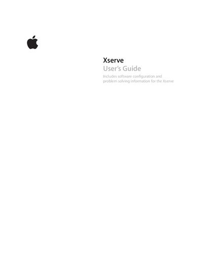 Apple Xserve User Guide - cover page
