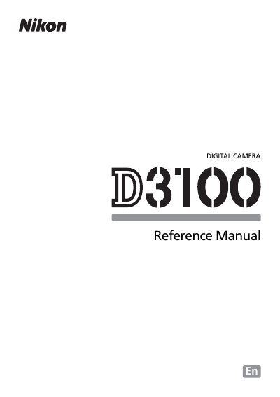 Nikon D3100 Digital Camera Reference Manual - cover page