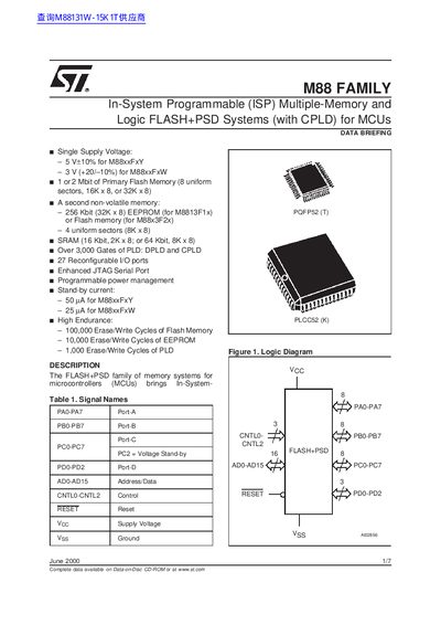 STMicroelectronics M88 Family Data Briefing - cover page