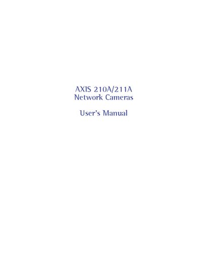Axis 210A/211A Network Camera User Manual - cover page