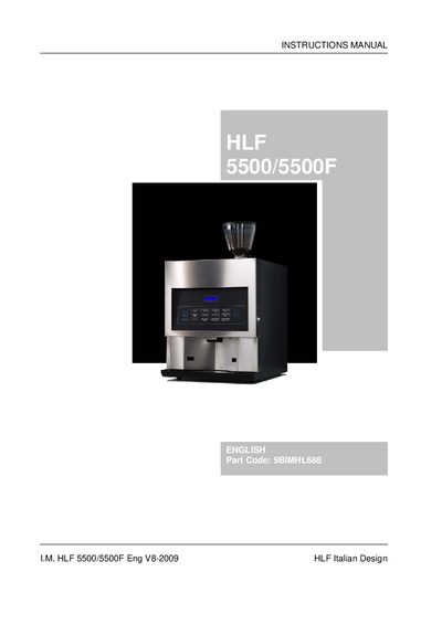 HLF 5500/5500F Coffee Maker User Manual - cover page