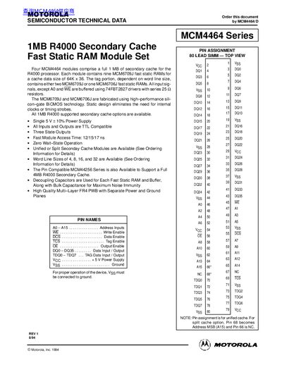 Motorola MCM4464 Series Handbook - cover page