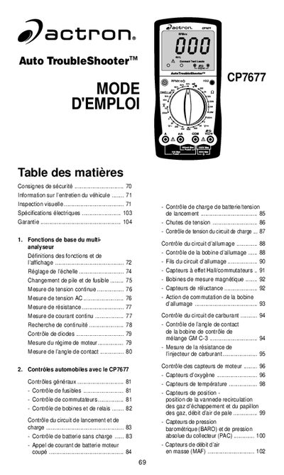 Actron CP7677 Auto Troubleshooter User Manual