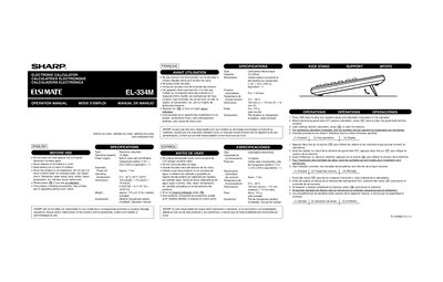 Sharp EL-334M Electronic Calculator User Manual