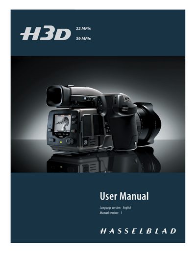 Hasselblad H3D User Manual - cover page