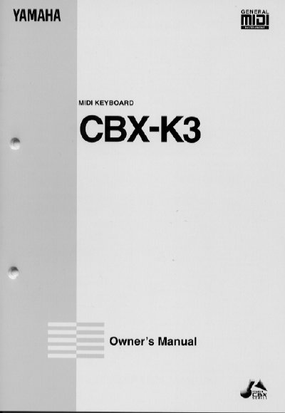 Yamaha CBX-K3 MIDI Keyboard Owner's Manual - cover page