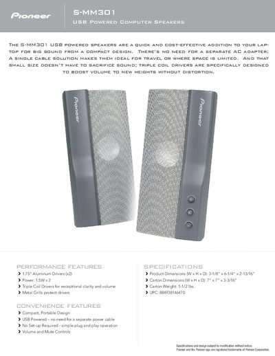 pioneer S-MM7301 products Manual - cover page