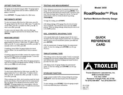 Troxler Model 3450 Surface Moisture-Density Gauge User Manual - cover page