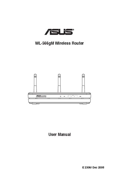 ASUS WL-566gM Wireless Router LGA1366 socket motherboard for Intel Core TM i7 processor family User's Manual - cover page