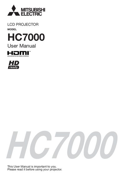 Mitsubishi HC7000 LCD Projector User Manual - cover page