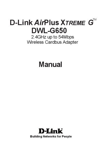 D-Link DWL-G650 User Manual - cover page