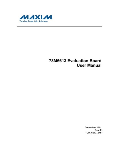 Maxim 78M6613 Evaluation Board User Manual - cover page