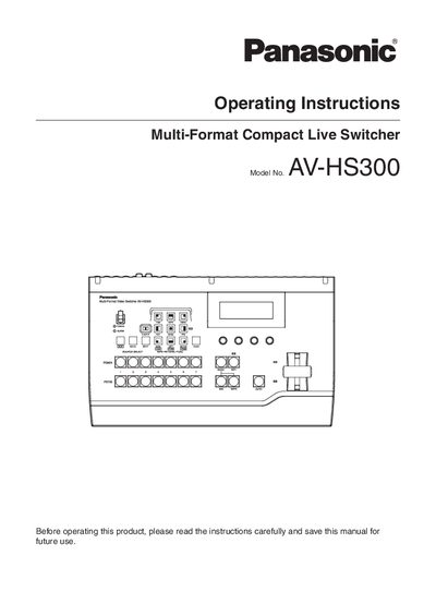 Panasonic AV-HS300 Live Switcher Operating Instructions - cover page