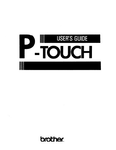 Brother P-TOUCH Label Maker User Manual - cover page