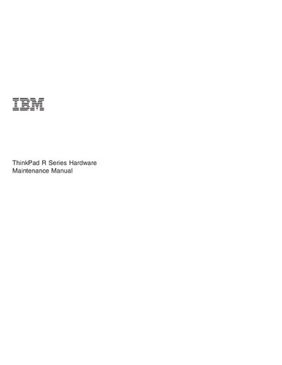 IBM ThinkPad R Series Service Manual - cover page