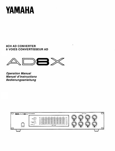 Yamaha AD8X 8-Channel AD Converter Operation Manual - cover page