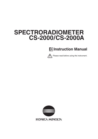 Konica Minolta CS-2000/CS-2000A Spectroradiometer Instruction Manual - cover page