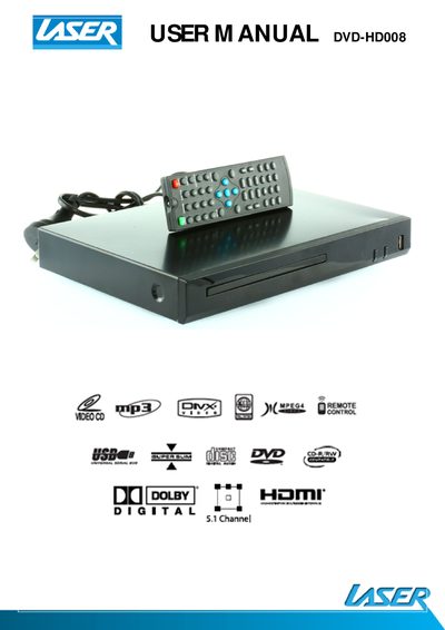 Laser HD008 DVD Player User Manual - cover page