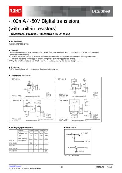 ROHM DTA124XE Datasheet - cover page