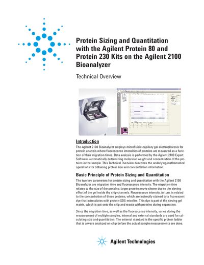 Agilent Protein Sizing Quantitation Technical Overview for Protein 80/230 Kits and 2100 Bioanalyzer - cover page