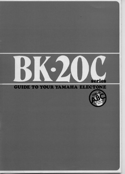 Yamaha BK-20C Electone User Manual - cover page