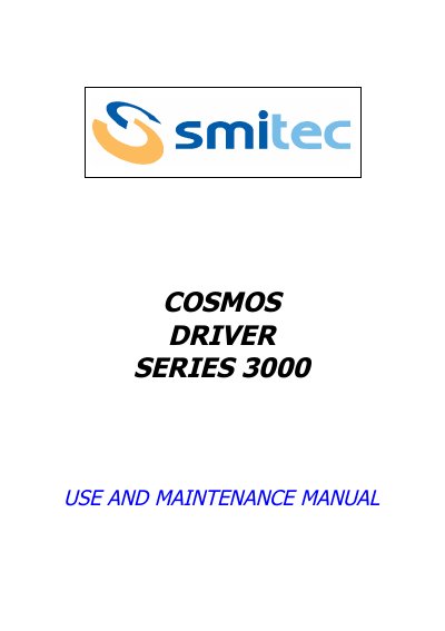 COSMOS Driver Series 3000 Use and Maintenance Manual - cover page