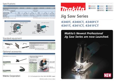 Makita 4340T/4340CT/4340FCT/4341T/4341CT/4341FCT Jig Saw Series User Manual - cover page