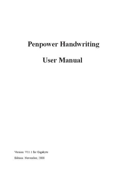 Penpower Handwriting User Manual