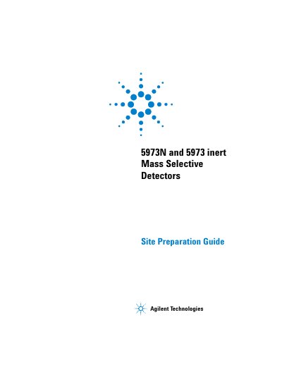 Agilent 5973 Series Mass Selective Detector Site Preparation Guide - cover page