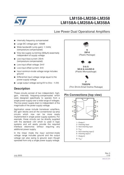 STMICROELECTRONICS LM158-LM258-LM358 LM158A-LM258A-LM358A handbook - cover page