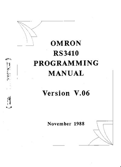 OMRON RS3410 PROGRAMMING MANUAL V.06 - cover page