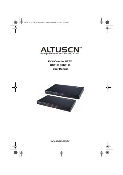 ATEN KN9108 / KN9116 User Manual - cover page