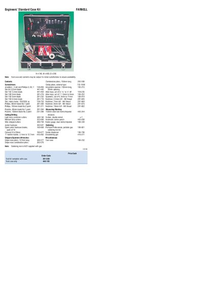 Engineers’ Standard Case Kit Product Leaflet - cover page