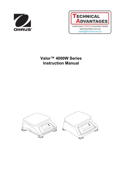 OHAUS Valor 4000W Series Scale User Manual