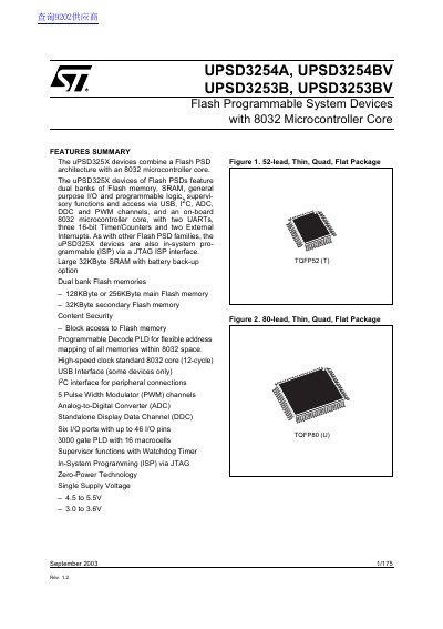 ST UPSD3254A UPSD3254BV UPSD3253B UPSD3253BV handbook - cover page
