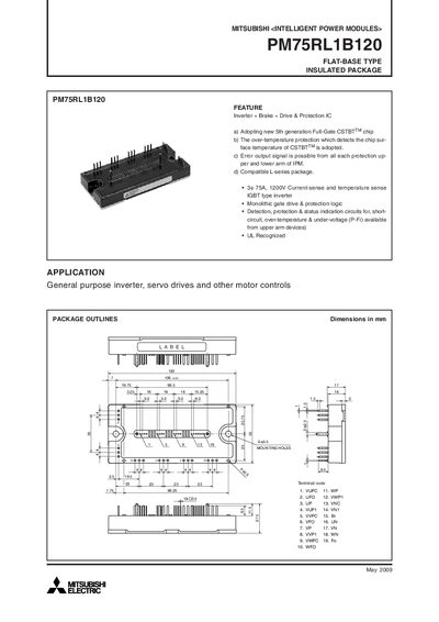 Mitsubishi Electric PM75RL1B120 Intelligent Power Module User Manual - cover page