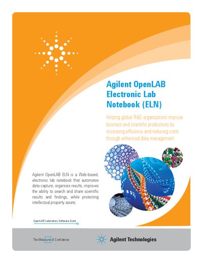 Agilent OpenLAB ELN Electronic Lab Notebook Brochure - cover page