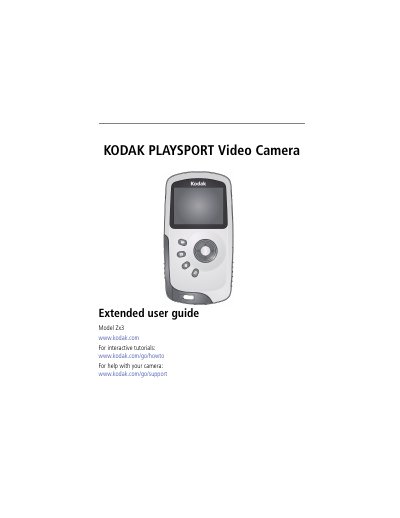 Kodak Zx3 PlaySport Video Camera User Guide - cover page