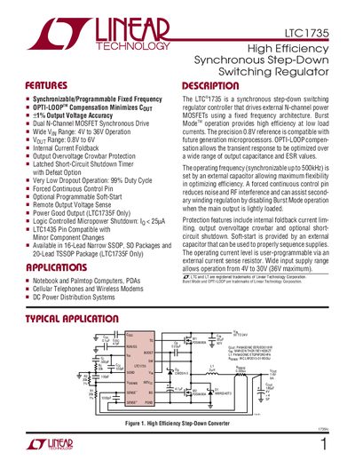 Linear Technology LTC1735 Datasheet - cover page