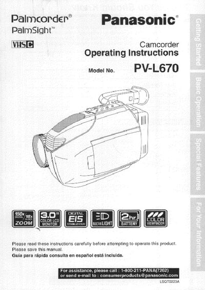 Panasonic PV-L670 Camcorder User Manual