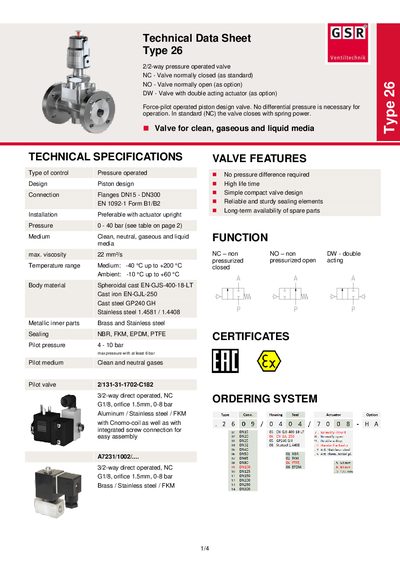 GSR Type 26 Technical Data Sheet - cover page
