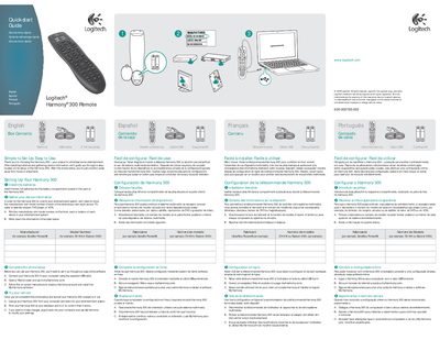 Logitech Harmony 300 Quick Start Guide - cover page